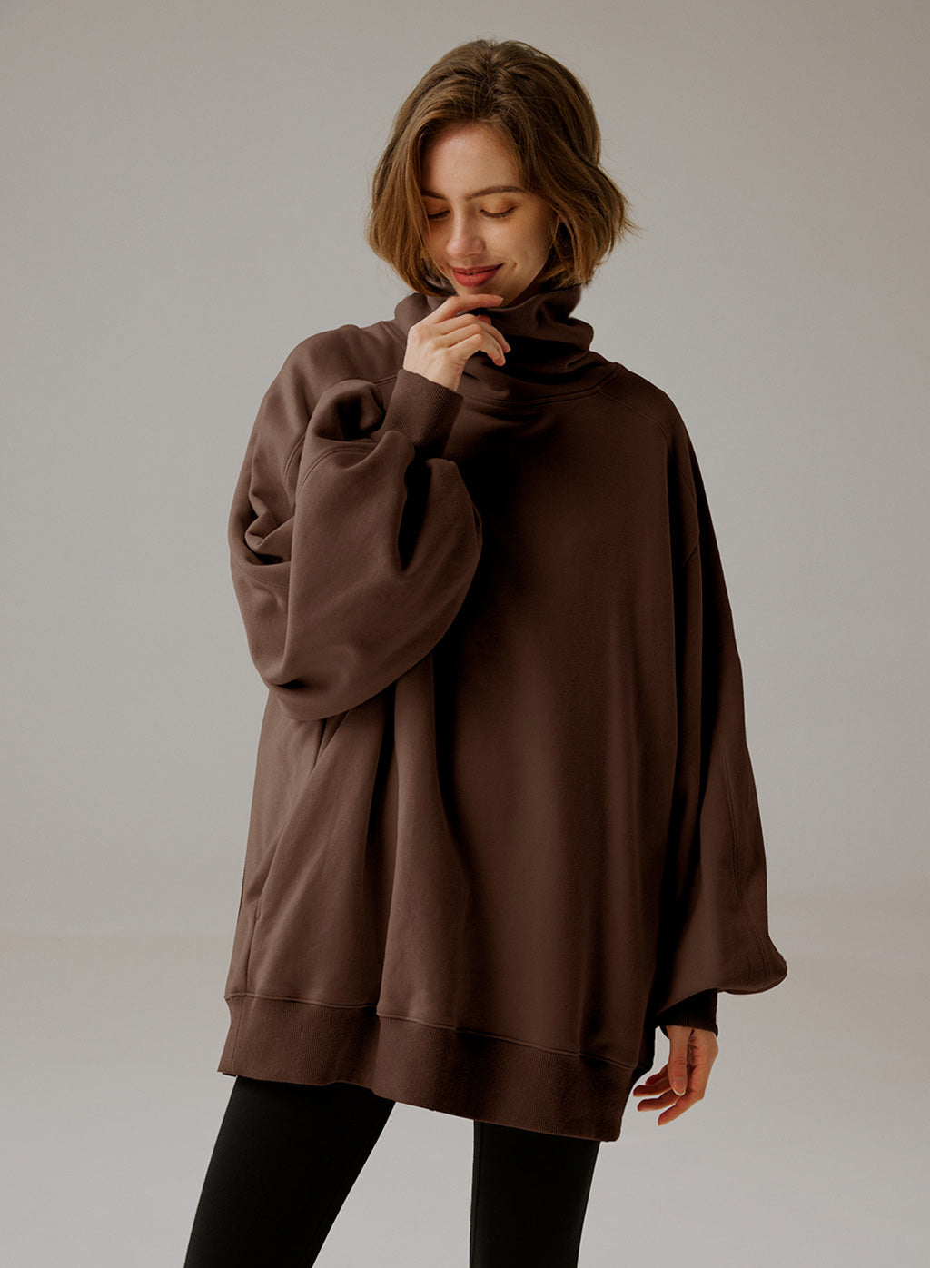 Sweatshirt Oversize Guler Rulat - Confort Elegant 