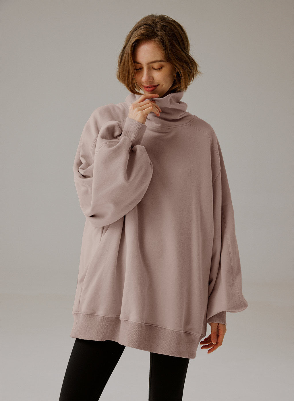 Sweatshirt Oversize Guler Rulat - Confort Elegant 