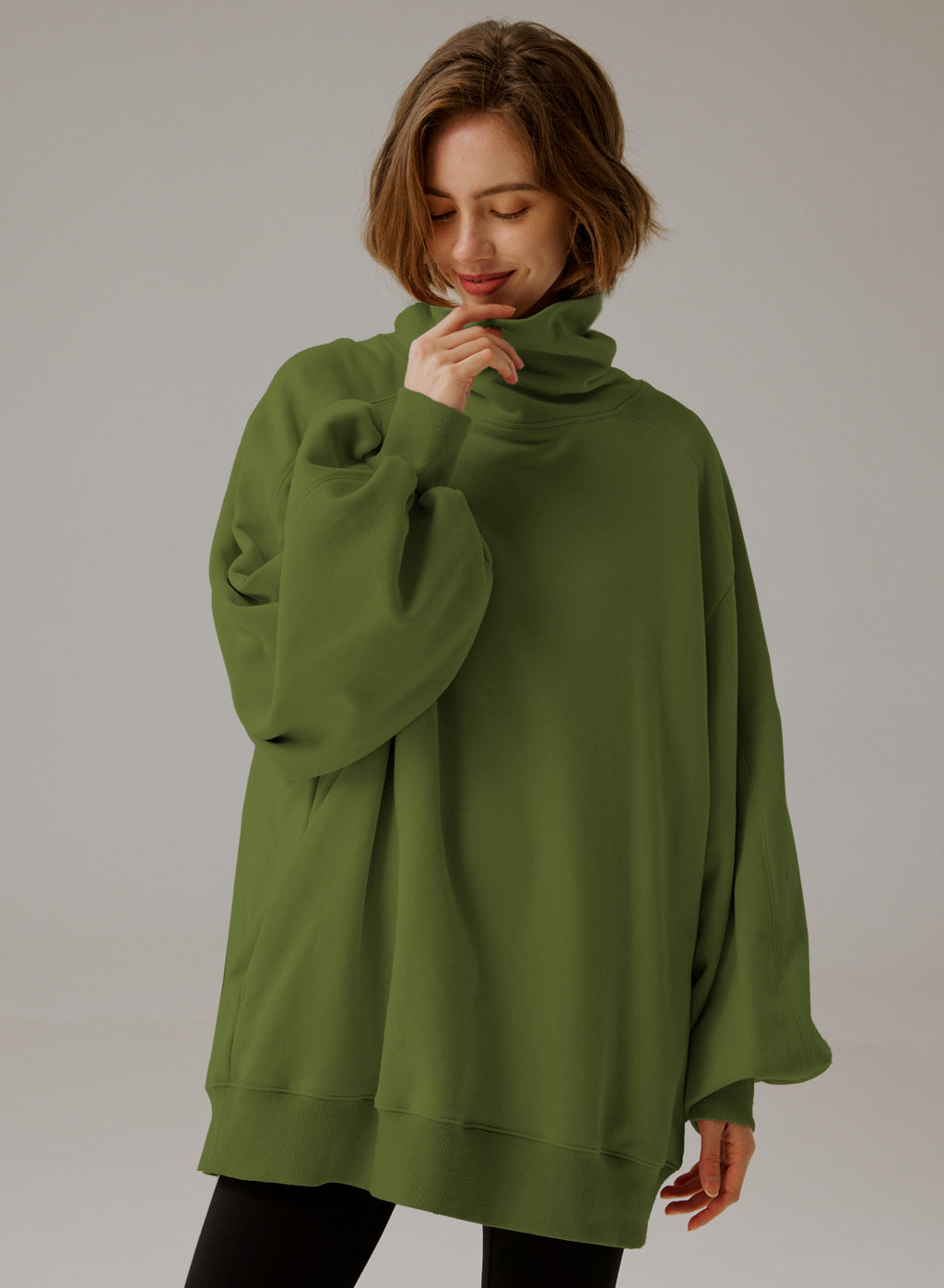 Sweatshirt Oversize Guler Rulat - Confort Elegant 