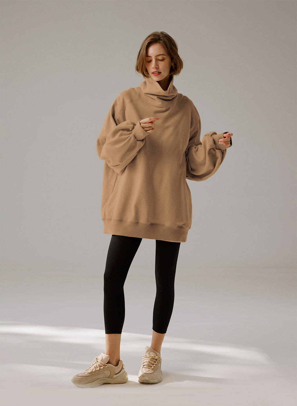 Sweatshirt Oversize Guler Rulat - Confort Elegant 